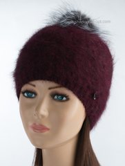 Женская зимняя шапка с помпоном Клайда бургунди