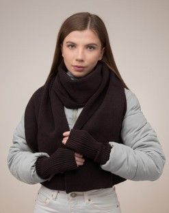 Комплект Luxe (шарф, митенки) темное вино