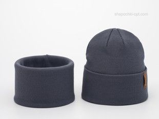 Комплект шапка и хомут Элвин серый