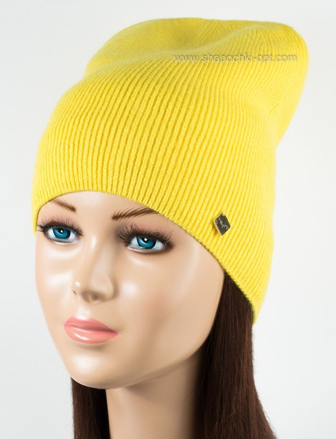 Яскрава в'язана шапка Камерон жовтого кольору