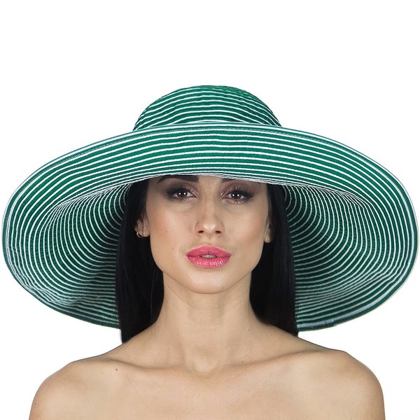 Женская шляпа с широкими полями темно-зеленая D 014-29