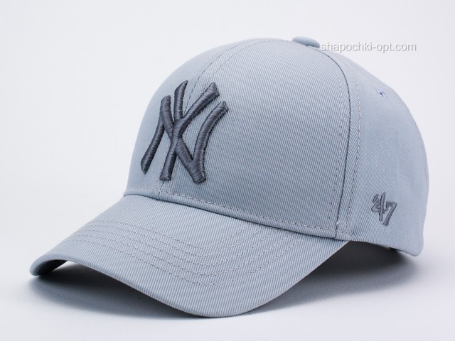 Бейсболка світло-сіра з вишивкою NY арт. 100VY