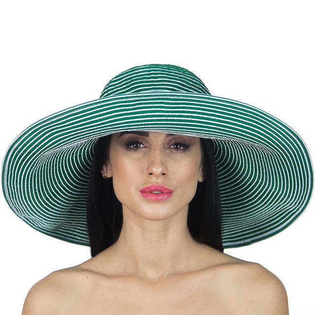 Жіночий капелюх з широкими полями темно-зелена D 014-29