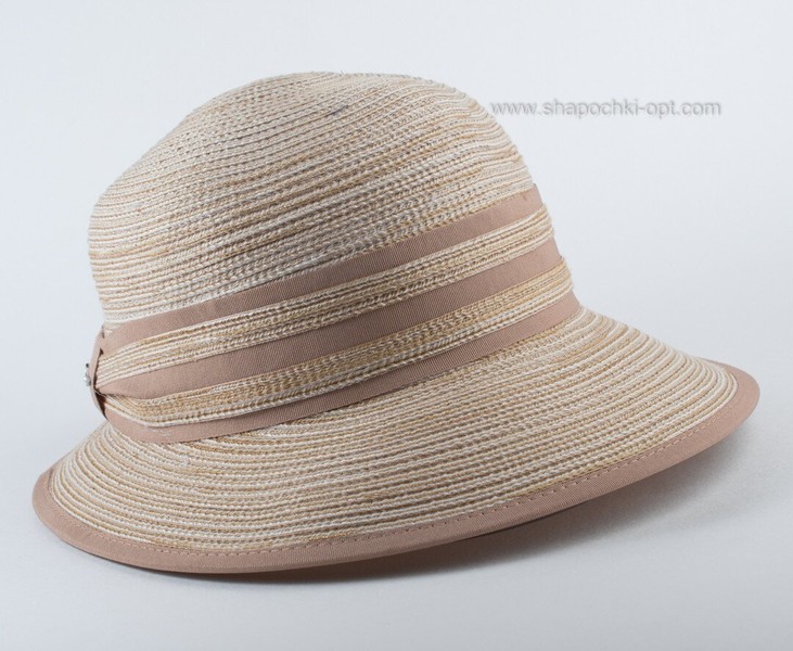 Шляпа с укороченным сзади полем бежево-коричневая D 140А-09.30