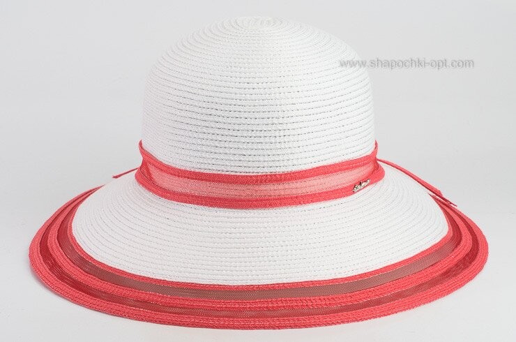 Изысканная белая шляпа с коралловой отделкой D 043А-02.41