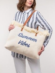 Сумка з вишивкою Summer Vibes молочна