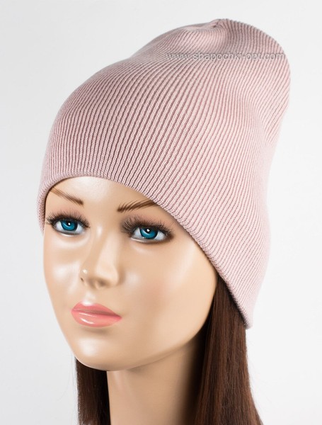 Вязаная женская шапка Peri Uni пыльно-розовая