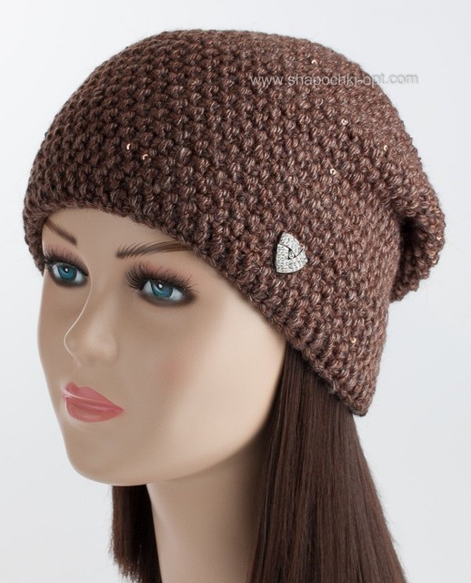 Женская шапка-колпак Манго коричневый