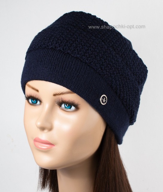 Зимова жіноча шапка Айстра-2 темно-синя