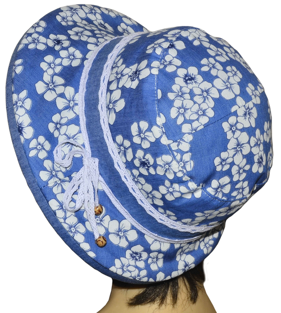 Шляпа Любава джинс в цветы 33051