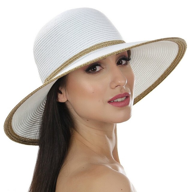 Білий капелюх Дель Мар з золотим оздобленням D 141-02.43