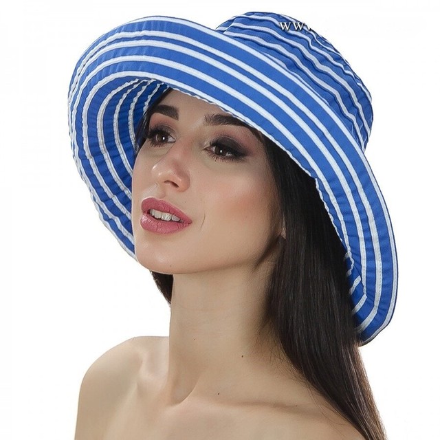 Жіночі літні капелюхи в синьо-білу смужку D 027-04