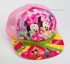 Стильная детская кепка snapback "Микки-Маус 3D" козырек радуга сетка розовый.