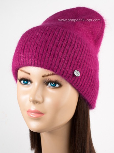Утепленная шапка с отворотом Нильсон пурпурного цвета