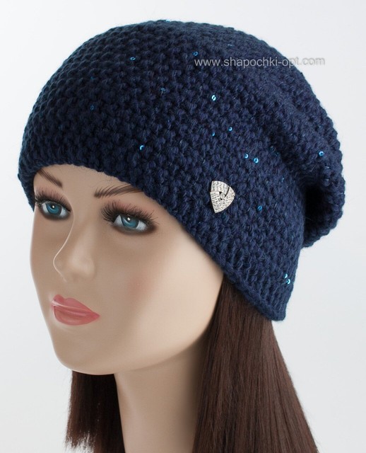 Жіноча шапка-ковпак Манго синій