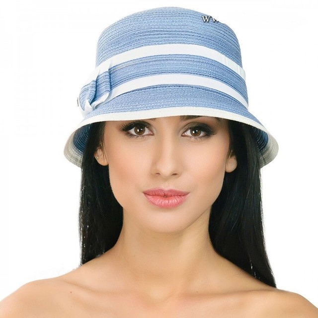 Жіночі міні-капелюшки блакитного кольору з бантом збоку D 050-03.02