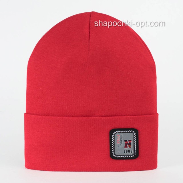 Трикотажная шапка с отворотом Джуно красная