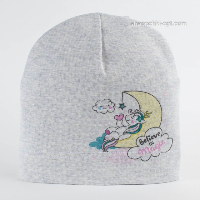 Трикотажна шапочка для дівчинки Белів світло-сірий меланж 42-44